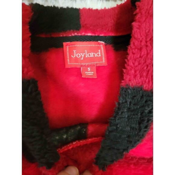 Joyland Sz S 'Blessed' Gold Sequins Red Buffalo Plaid Super Soft Plush New - Picture 6 of 7